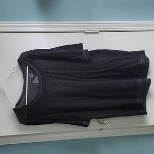 Terra & Sky Womens Sheer Black Short Sleeve Shirt